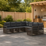 vidaXL Garden Sofa Set 8 pcs 8-Seater Black poly rattan