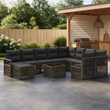 vidaXL Tuinbank Set 11 st Zwart poly rattan