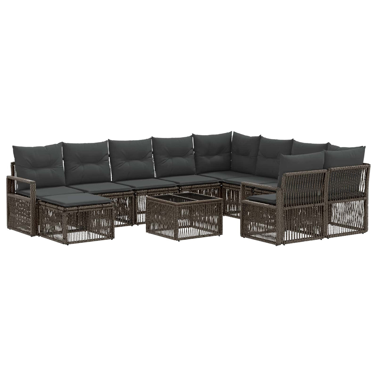 vidaXL Tuinbank Set 11 st Zwart poly rattan