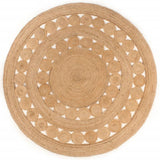 vidaXL Tapijt met ontwerp rond 90 cm gevlochten jute