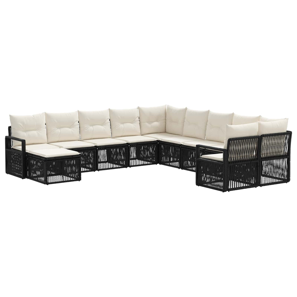 vidaXL Garden Lounge Set 12 pcs Black poly rattan