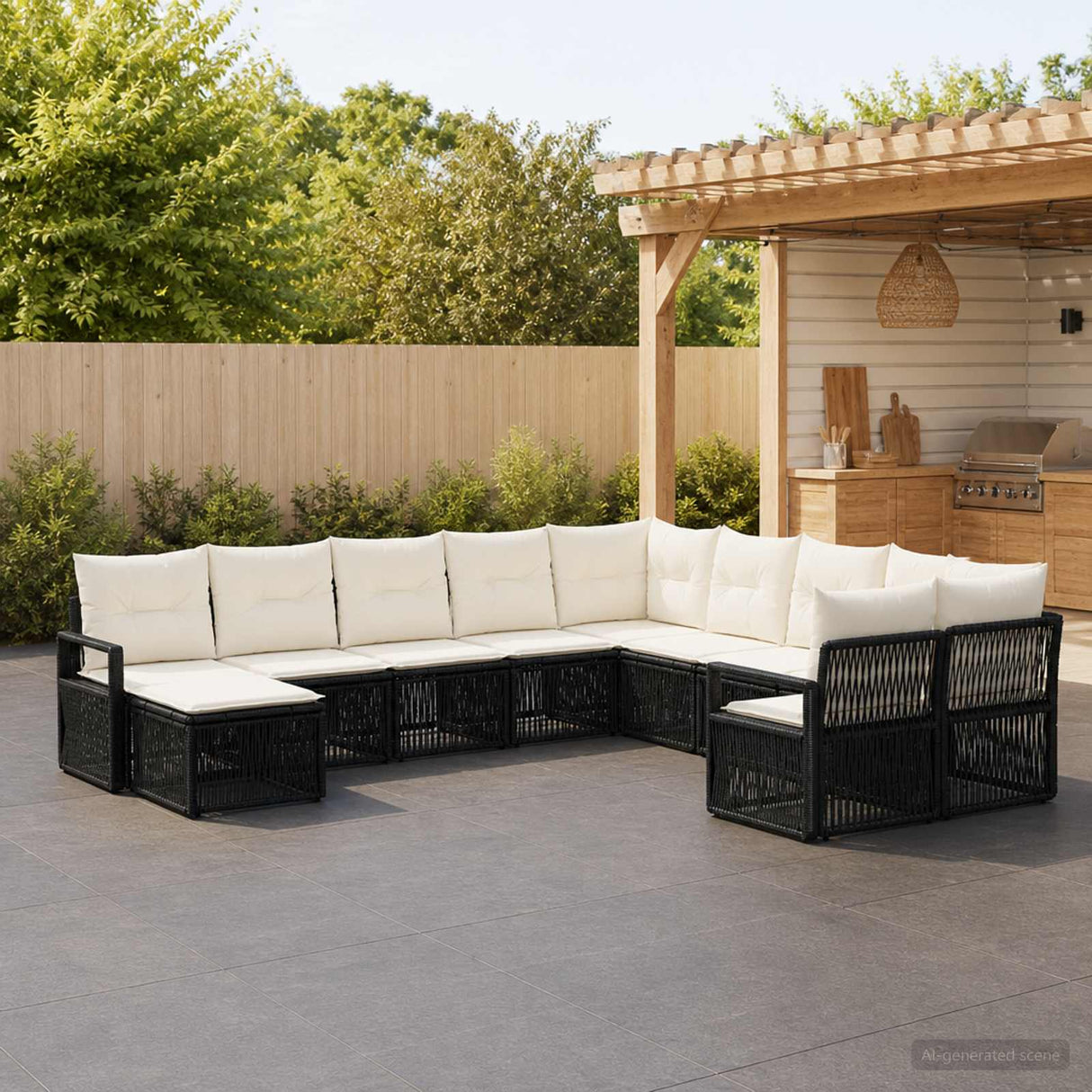 vidaXL Garden Lounge Set 12 pcs Black poly rattan