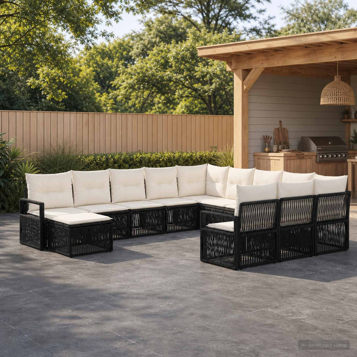 vidaXL Garden Sofa Set 13 pcs Black poly rattan