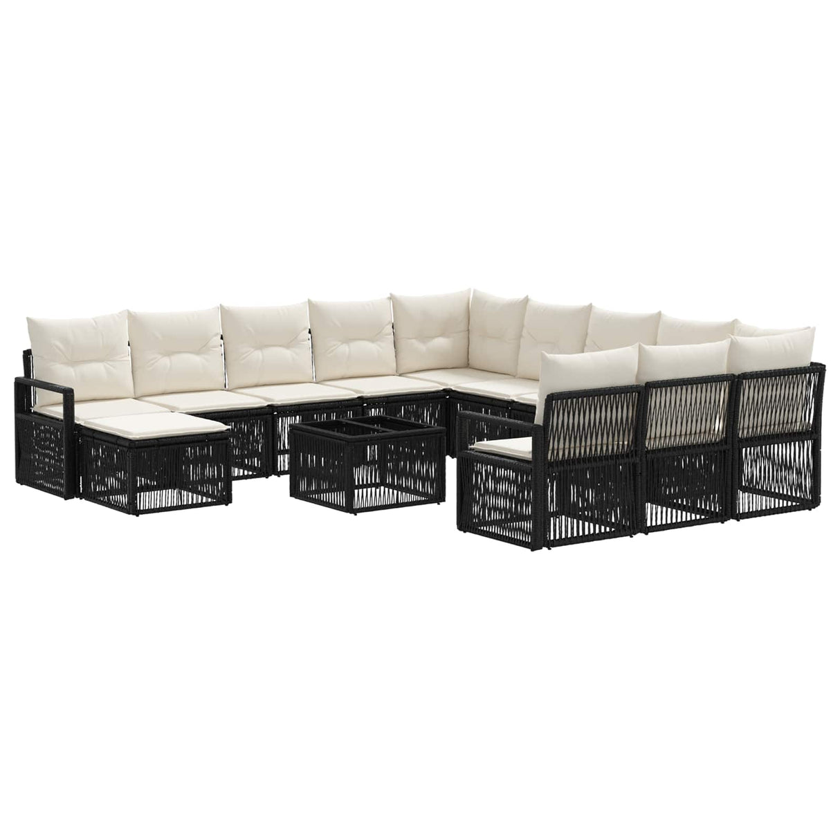 vidaXL Garden Sofa Set 13 pcs Black poly rattan