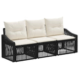 vidaXL Garden Bench Set 4 pcs Black poly rattan