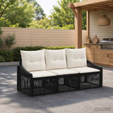 vidaXL Garden Bench Set 4 pcs Black poly rattan