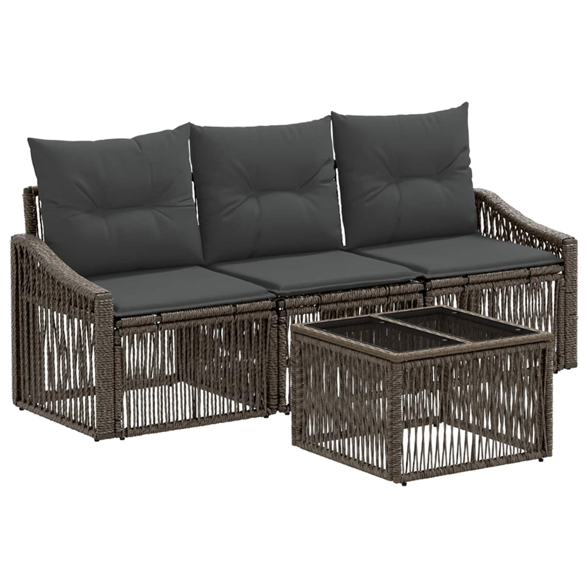 vidaXL Garden Bench Set 4 pcs Black poly rattan