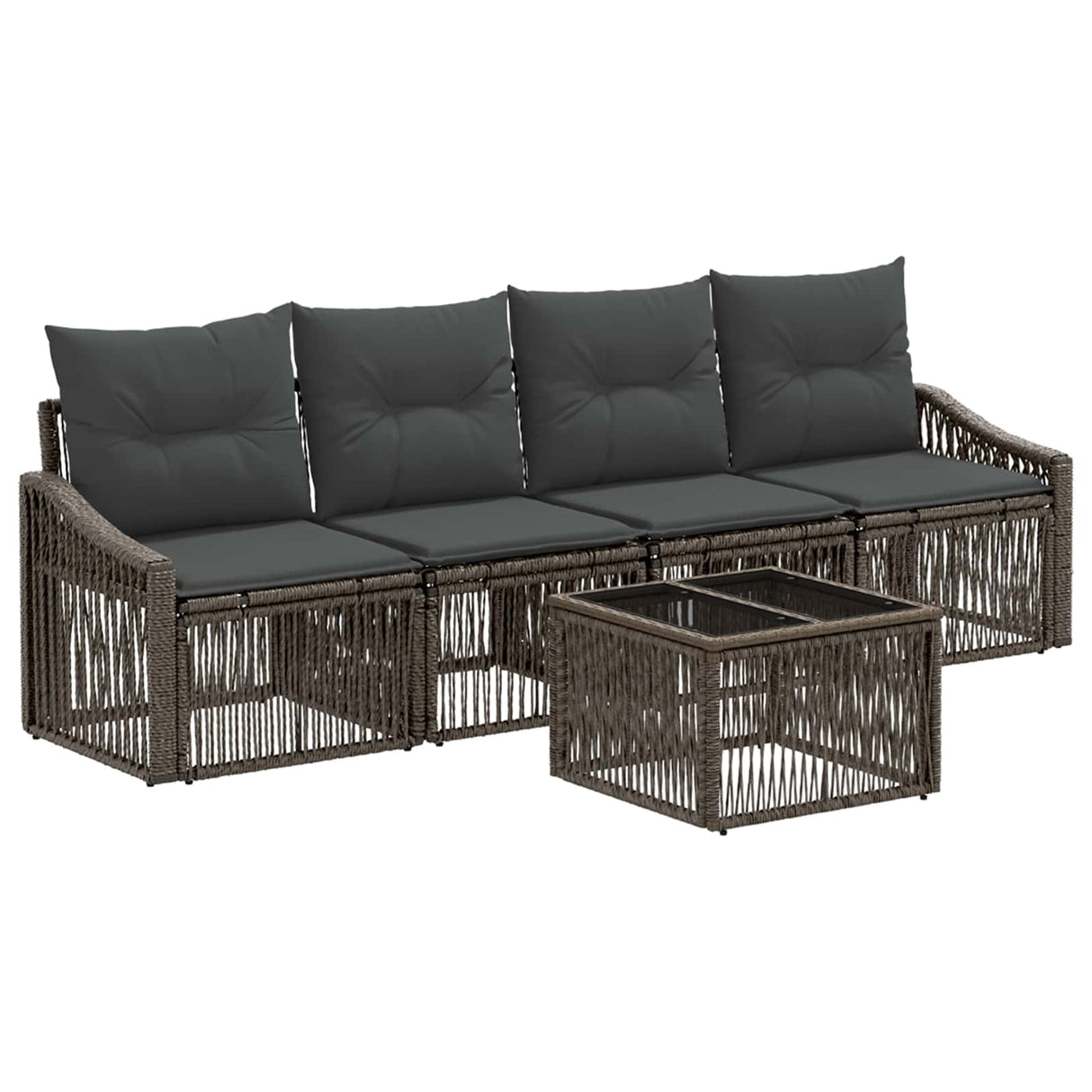 vidaXL Garden Sofa Set 5 Piece Black Poly Rattan