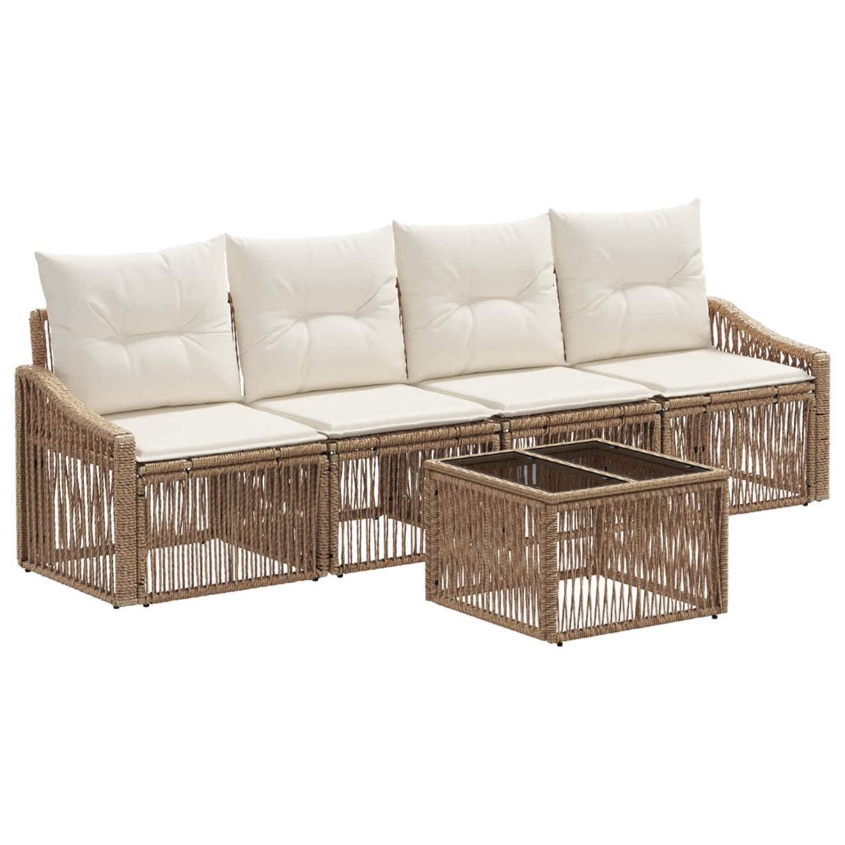 vidaXL Garden Sofa Set 5 Piece Black Poly Rattan