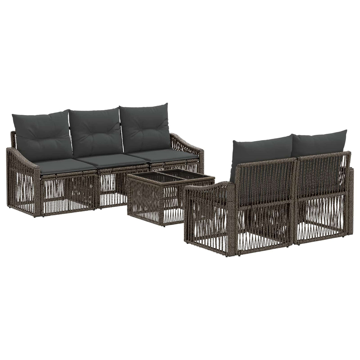 vidaXL Tuinbank Set 6 st Zwart poly rattan