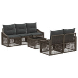 vidaXL Tuinbank Set 6 st Zwart poly rattan