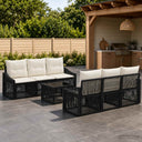 vidaXL Tuinbank Set 7 st Zwart poly rattan