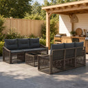 vidaXL Tuinbank Set 7 st Zwart poly rattan