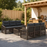 vidaXL Tuinbank Set 7 st Zwart poly rattan