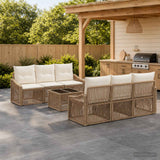 vidaXL Tuinbank Set 7 st Zwart poly rattan