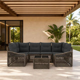 vidaXL Tuinbank Set 7 st Zwart poly rattan
