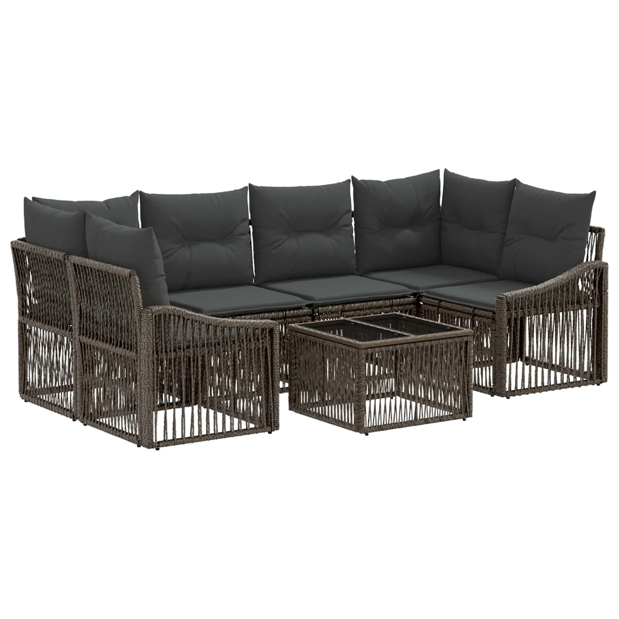 vidaXL Tuinbank Set 7 st Zwart poly rattan