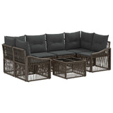 vidaXL Tuinbank Set 7 st Zwart poly rattan