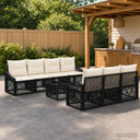 vidaXL Garden Bench Set 8 pcs Black Poly Rattan