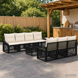 vidaXL Garden Bench Set 8 pcs Black Poly Rattan