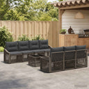 vidaXL Garden Bench Set 8 pcs Black Poly Rattan