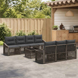 vidaXL Garden Bench Set 8 pcs Black Poly Rattan
