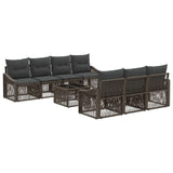 vidaXL Garden Bench Set 8 pcs Black Poly Rattan