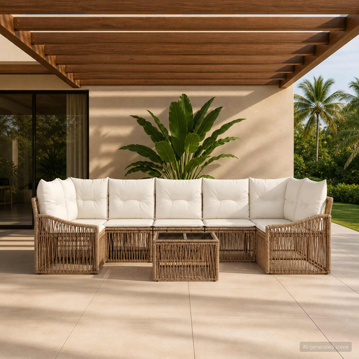 vidaXL Tuinbank Set 8 st Zwart poly rattan