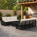 vidaXL Tuinbank Set 9 st Zwart poly rattan