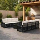 vidaXL Tuinbank Set 9 st Zwart poly rattan