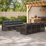 vidaXL Tuinbank Set 9 st Zwart poly rattan