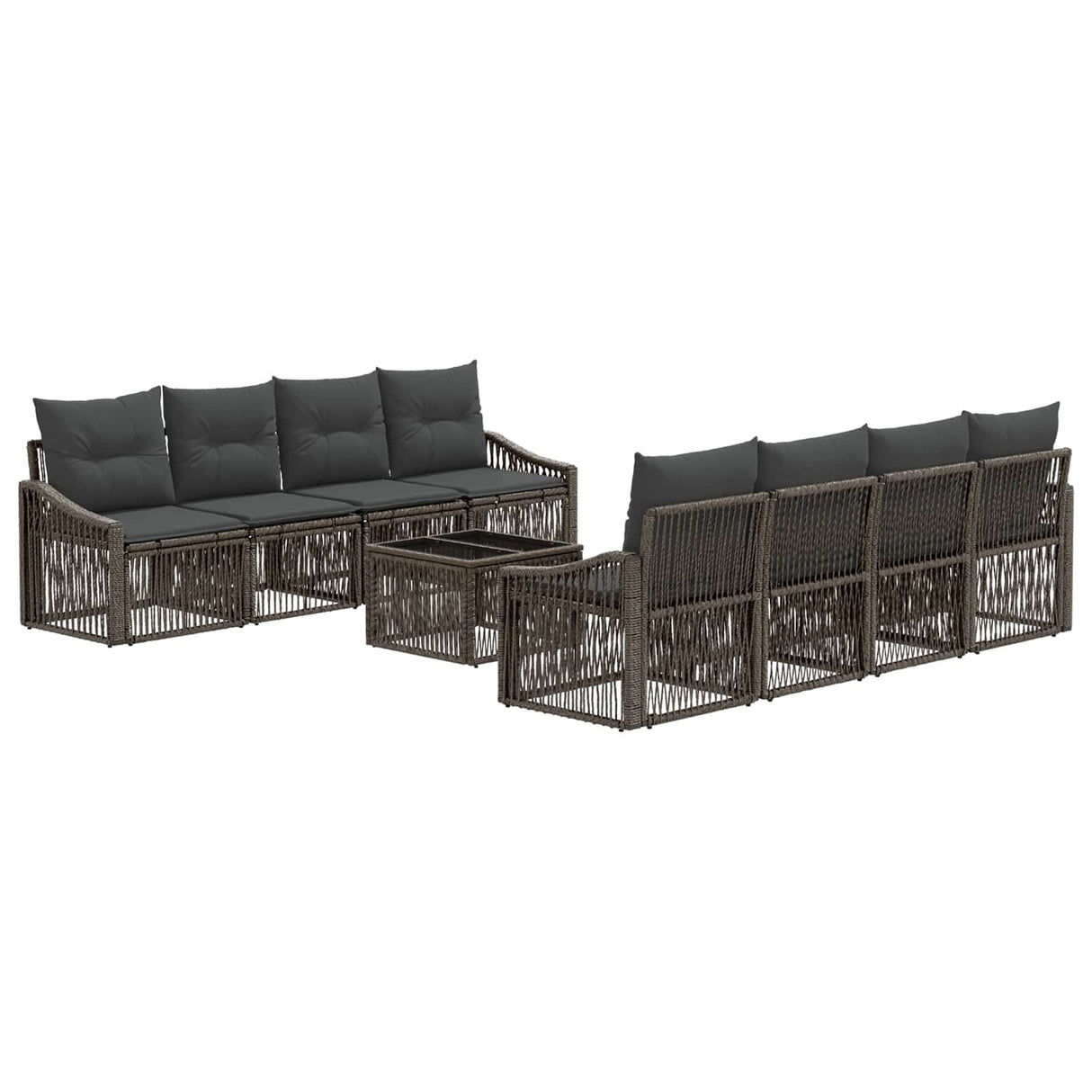 vidaXL Tuinbank Set 9 st Zwart poly rattan