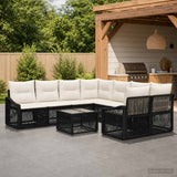 vidaXL Tuinbank Set 9 st Zwart poly rattan