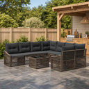 vidaXL Tuinbank Set 9 st Zwart poly rattan
