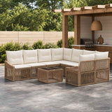 vidaXL Tuinbank Set 9 st Zwart poly rattan