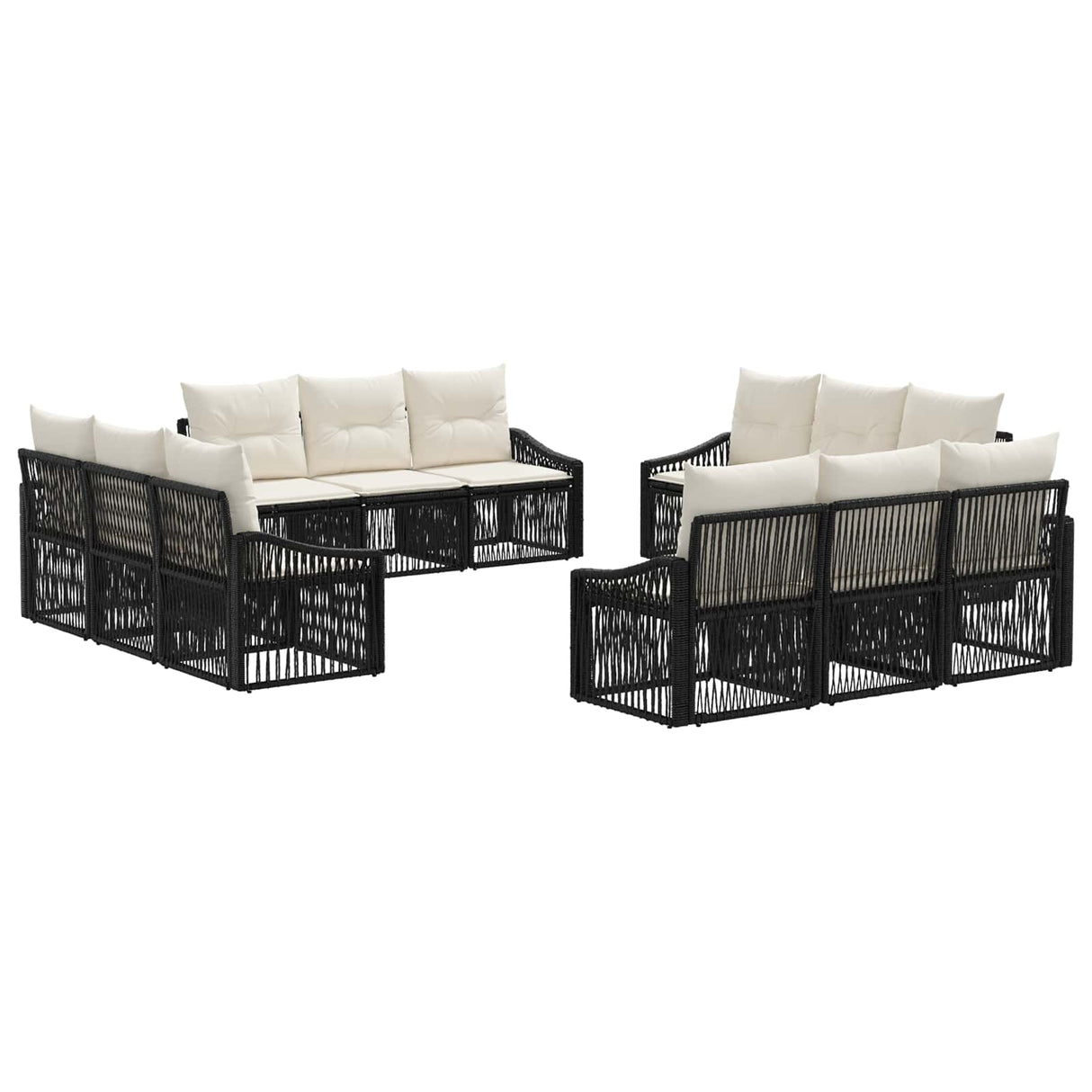 vidaXL Garden Lounge Set 13 pcs Black poly rattan