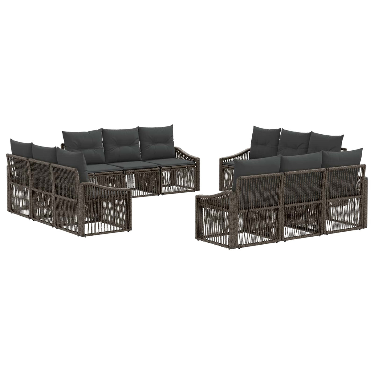 vidaXL Garden Lounge Set 13 pcs Black poly rattan