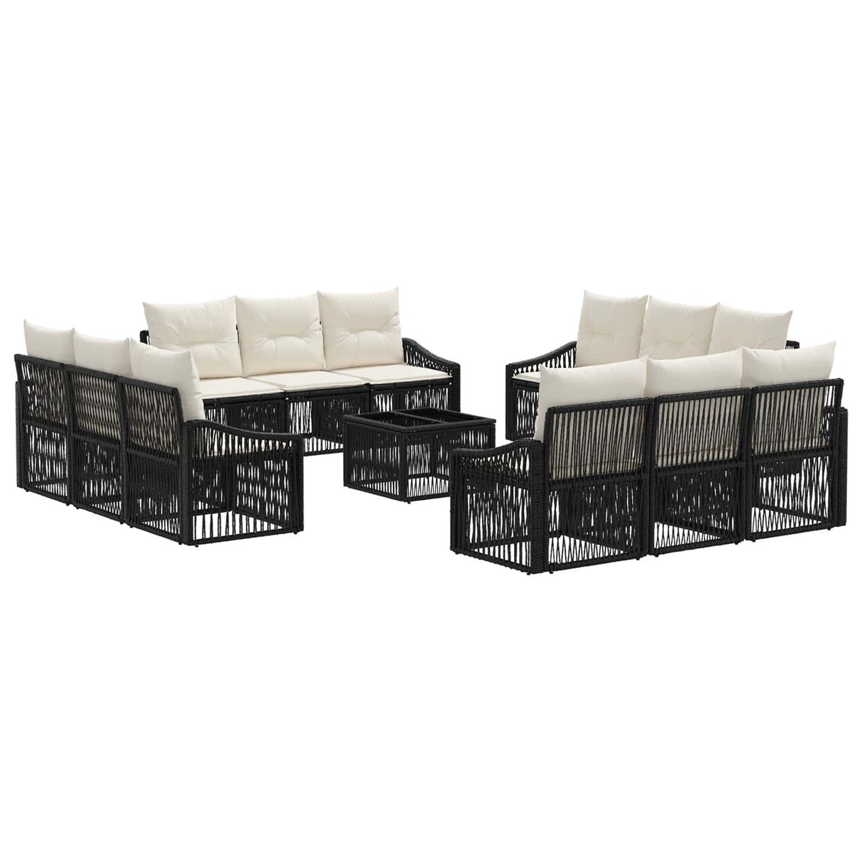 vidaXL Garden Lounge Set 13 pcs Black poly rattan