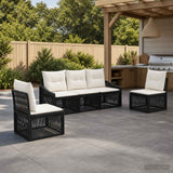 vidaXL Tuinbank Set 6 pcs Zwart poly rattan