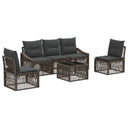 vidaXL Tuinbank Set 6 pcs Zwart poly rattan