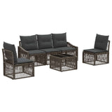 vidaXL Tuinbank Set 6 pcs Zwart poly rattan
