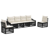 vidaXL Tuinbank Set 7 pcs Zwart poly rattan
