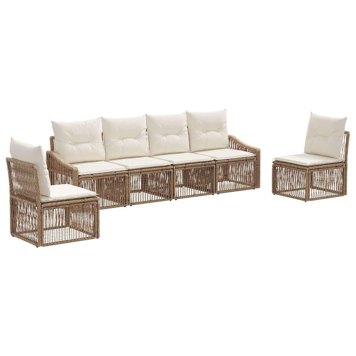vidaXL Tuinbank Set 7 pcs Zwart poly rattan