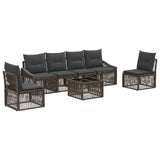 vidaXL Tuinbank Set 7 pcs Zwart poly rattan