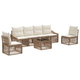 vidaXL Tuinbank Set 7 pcs Zwart poly rattan