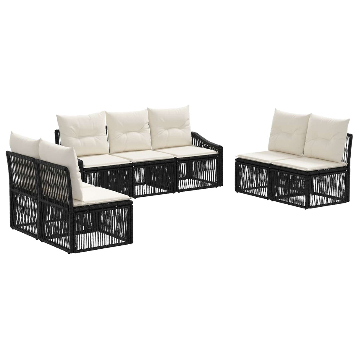 vidaXL Tuinbank Set 8 pcs Zwart poly rattan