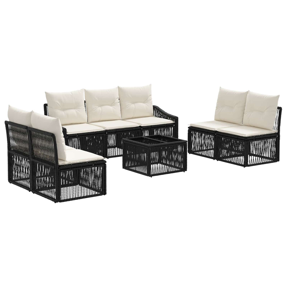 vidaXL Tuinbank Set 8 pcs Zwart poly rattan