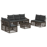 vidaXL Tuinbank Set 8 pcs Zwart poly rattan