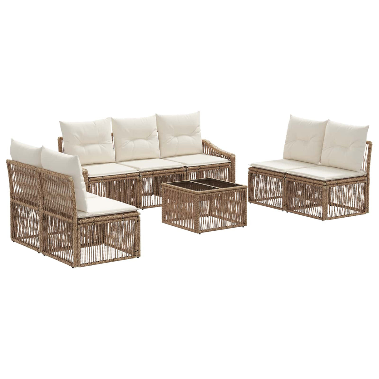 vidaXL Tuinbank Set 8 pcs Zwart poly rattan