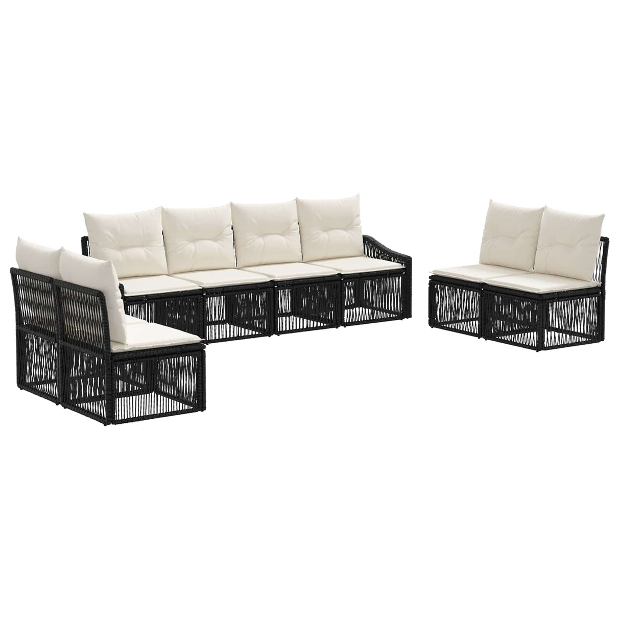 vidaXL Tuinbank Set 9 pcs Zwart poly rattan